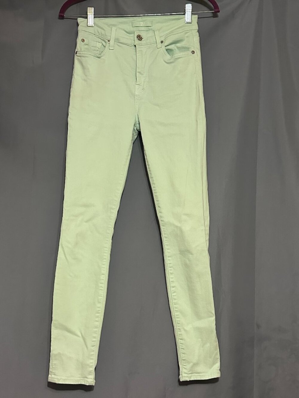 7 FOR ALL MANKIND Skinny Slim Stretch Jean Mint Green Women's Size 25